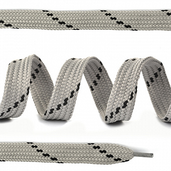 Шнурки плоские 14мм классическое плетение дл.100 см серые-черные точки (10 компл)
