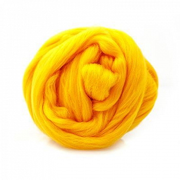 Шерсть для валяния ТРО Гребенная лента (тонкая мериносовая шерсть) 100г цв.0596 желтый