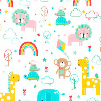 Ткань для пэчворка PEPPY Welcome Baby Flannel 146 г/м² 100% хлопок цв.AUFF-17890-205 MULTI уп.100х110 см