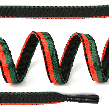 Шнурки TBY декоративные плоские 10мм 130см арт.SLF026 цв.красный/зеленый/черный уп.10шт