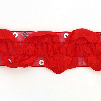Тесьма с пайетками TBY арт.TH463-1 шир.25мм цв.026 красный уп.18,28м