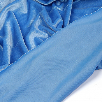 Ткань Бархат гладкий 240 г/м² 95% пэ, 5% спандекс шир.150 см арт.С.2103.03 цв.голубой уп.1м