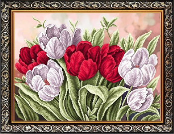 Рисунок на ткани бисером БЛАГОВЕСТ арт.К-2026 Тюльпаны