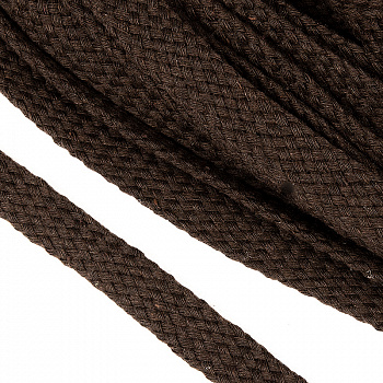 Шнур плоский х/б 15мм турецкое плетение цв.016 коричневый уп.25 м