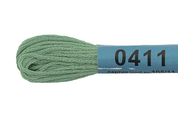 Нитки для вышивания Gamma мулине (0207-0819) 100% хлопок 24 x 8 м цв.0411 св.зеленый