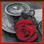 Набор для изготовления картин АЛМАЗНАЯ ЖИВОПИСЬ арт.АЖ.1773 «Роза и кофе» 25х25 см