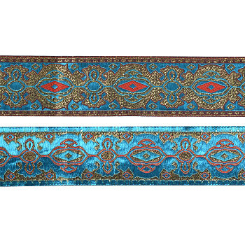 Лента отделочная жаккардовая арт.TBY.1903-2 шир.50 мм цв. голубой уп.8,6 м