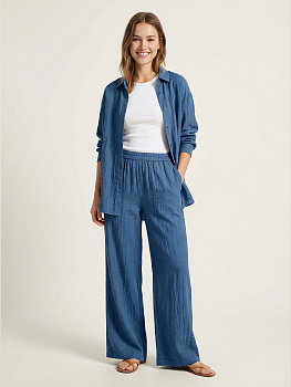 Ткань хлопок искусственный крэш 130г/м² 100%полиэстер 150 см арт.TBY.KR.28 28 пыльно-джинсовый 25 м