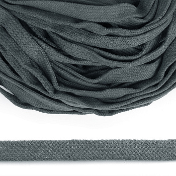 Шнур плоский х/б 10мм классическое плетение цв.029 серый уп.50 м