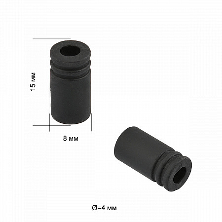 Наконечник для шнура металл TBY OR.0305-5373 (15х8мм) цв.черная резина уп.100шт