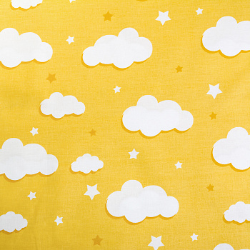 Ткань ранфорс Облака, арт.WH 2813-v14, 130г/м²,100% хлопок, шир.240см, цв.желтый, уп.10м