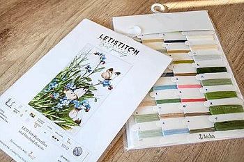 Набор для вышивания LETI арт. 939 Бабочки и голубые цветы 27х17 см