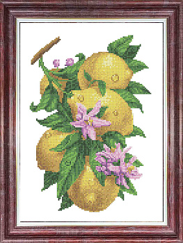 Рисунок на ткани КАРОЛИНКА арт. КБЦ-3058 Ветка с лимонами 26х36 см