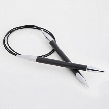 41170 Knit Pro Спицы круговые для вязания Karbonz 5мм/60см, карбон, черный