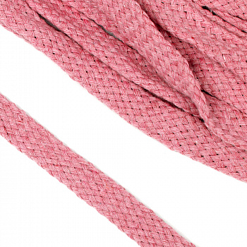 Шнур плоский х/б 15мм турецкое плетение цв.010 розовый уп.25 м