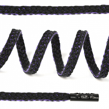 Шнурки TBY плоские 8мм арт.SLF035 длина 130 см цв.черный/фиолетовый уп.50шт