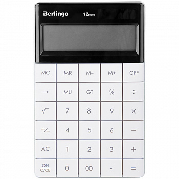 Калькулятор настольный Berlingo Power TX, 12 разр., двойное питание, 165х105х13мм, белый