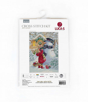 Набор для вышивания LUCA-S арт. BU5018 - Девочка с подарками 24х33 см