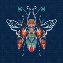 Набор для вышивания PANNA арт. J-7228 Фантазийные жуки. Бирюза и пламя 12,5х13 см