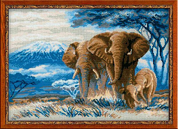 Набор для вышивания РИОЛИС арт.1144 Слоны в саванне 40х30 см