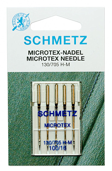 Иглы для бытовых швейных машин Schmetz микротекс (особо острые) 130/705H-M №100, уп.5 игл