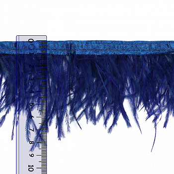 Перья на ленте Страус TBY арт.08-043 шир.8см цв. синий уп.2м