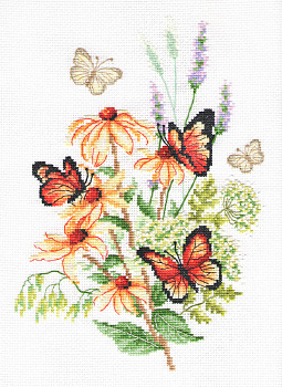 Набор для вышивки МНОГОЦВЕТНИЦА арт. МКН.53-14 Эхинацея и бабочки 18х25 см