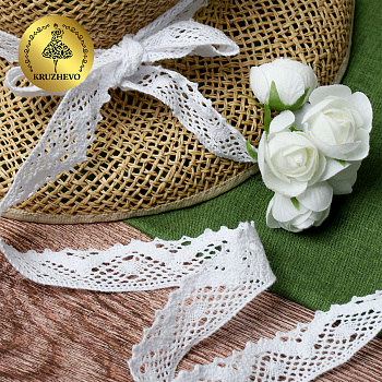 Тесьма вязаная KRUZHEVO 30мм TBY-5234 цв.02 белый уп.10м