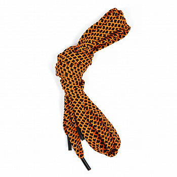 Шнурки плоские 10мм классическое плетение дл.100см цв. черно-оранжевый шашки (25 компл)