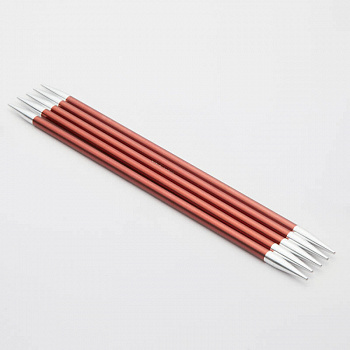47012 Knit Pro Спицы чулочные для вязания Zing 5,5мм/15см, алюминий, охра, 5шт