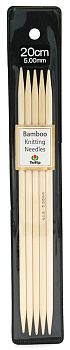 KND080500 Tulip Спицы чулочные для вязания Bamboo  5мм / 20см, натуральный бамбук, уп.5шт.