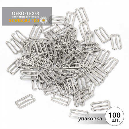 Крючок для бюстгальтера 15мм металл TBY-915 цв.никель, уп.100шт