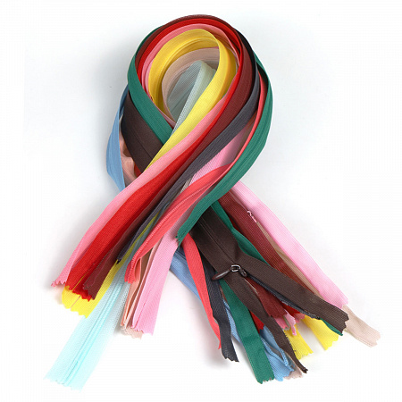 Молния Mzip пласт. потайная №3 50см н/р, АССОРТИ № 5 уп.25цв х 2шт