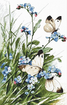 Набор для вышивания LETI арт. 939 Бабочки и голубые цветы 27х17 см