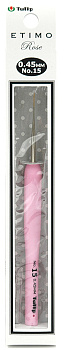 Tulip Крючок для вязания с ручкой ETIMO Rose арт.TEL-15E  0,45мм, сталь / пластик