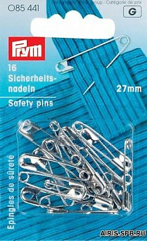Булавки швейные PRYM английские, сталь с защитой от ржавчины, со спиралью, 27 мм, серебристый, уп.16 шт, арт.085441