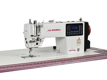 Прямострочная промышленная швейная машина с игольным продвижением Aurora A-5410N (Дизайнерские строчки, два подвижных ножа, закрытая смазка)