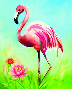 Набор Колор Кит картина алмазная арт.КК.M013 Розовый фламинго 17х21