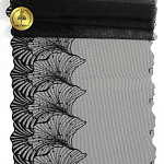 Кружево вышивка на сетке KRUZHEVO арт.TBY.T95 шир.220мм цв.черный,левая уп.6,4м