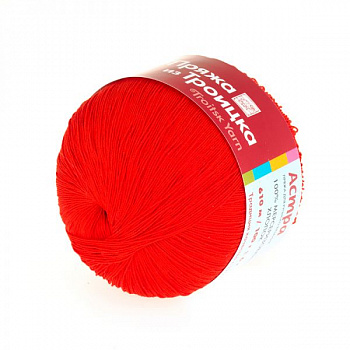 Пряжа для вязания ТРО Астра (100% мерсеризованный хлопок) 10х100г/610м цв.0042 красный