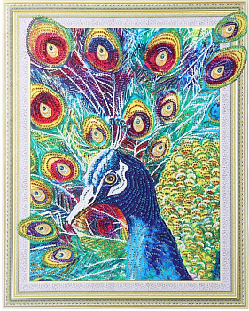 Набор Колор Кит картина алмазная с фигурными стразами арт.КК.FKA008 Волшебный павлин 40х50