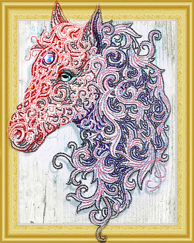 Набор Колор Кит картина алмазная с фигурными стразами арт.КК.FKU005 Аметистовая лошадь 40х50