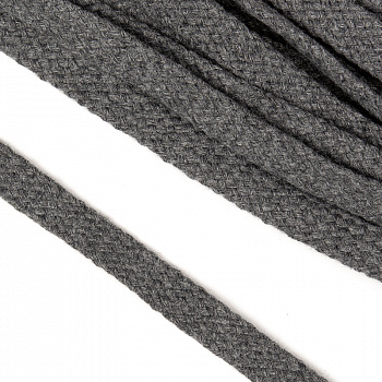 Шнур плоский х/б 12мм турецкое плетение цв.029 серый уп.25 м