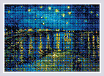 Набор РИОЛИС мозаичная картина арт.AM0044 Звездная ночь над Роной, по мотивам картины Ван Гога 38х27 см