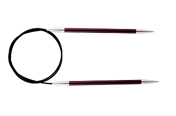47213 Knit Pro Спицы круговые для вязания Zing 6мм/150см, алюминий, фиолетовый бархат