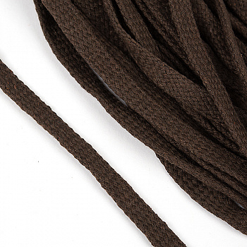 Шнур плоский х/б 10мм турецкое плетение цв.016 коричневый уп.25 м