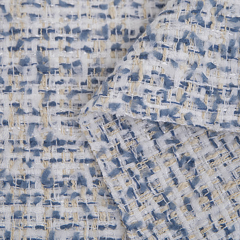 Ткань Твид Шанель 420 г кв.м 100% полиэстер шир.148 см арт.Р.36582.02 цв.02 голубой уп.25м (±5м)