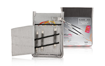 41621 Knit Pro Набор Starter Set съемных спиц для вязания Karbonz 4вида спиц в наборе 3мм, 3,5мм, 4мм, 4,5мм тросик 60, 80, 100 см