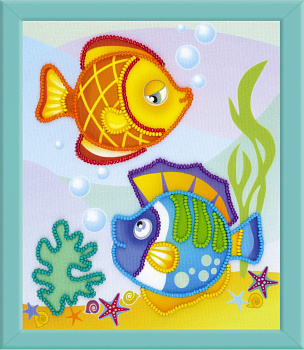 Набор для вышивания РИОЛИС арт.0062 РТ Морские рыбки 15х18 см