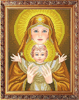 Рисунок на габардине СЛАВЯНОЧКА арт. ААМА-4004 Богородица с младенцем в золоте 20х25 см